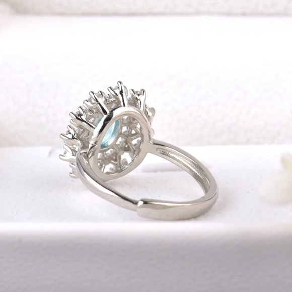 Natural Topaz Rings, Genuine Gemstone Ring, Silver Plated Adjustable Ring Band - Picture 3 of 6